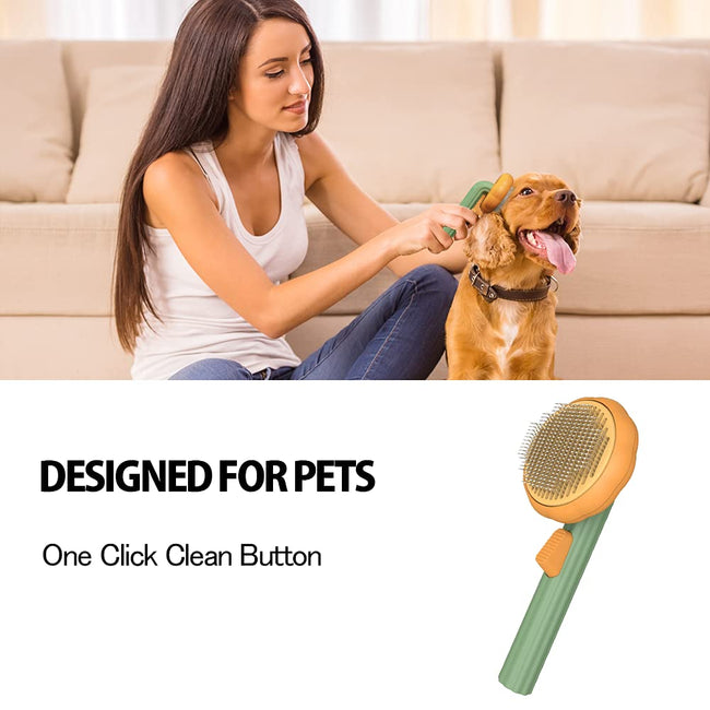 Self-cleaning grooming brush